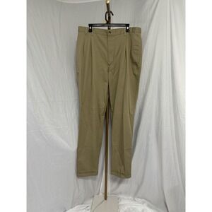 Chaps Dress Pants Mens Size 38x34 Brown Pleated Business Straight‎ Leg